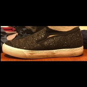 Glitter Black Slip On Sneakers